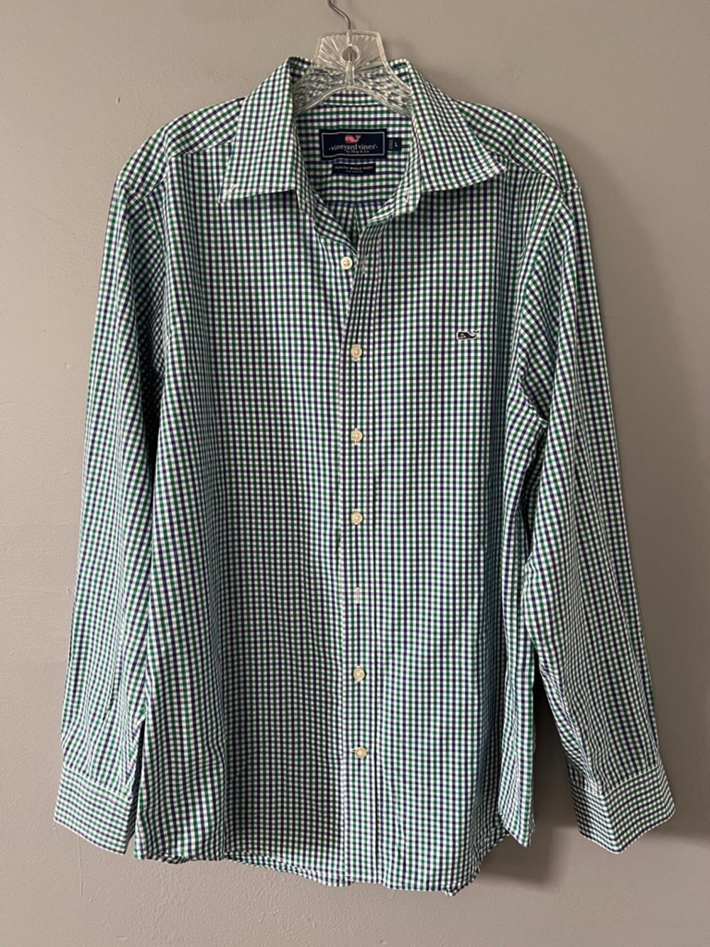 Vineyard Vines Green and White Gingham Button-Down Shirt